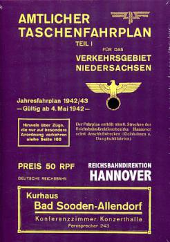 Amtlicher Taschenfahrplan Niedersachsen 1942 / 1943 Reprint