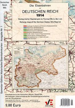 Eisenbahn Streckenkarte 1914