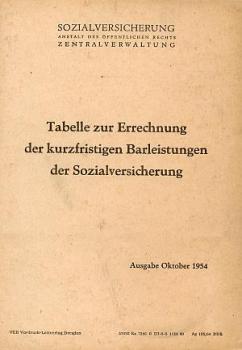 Barleistungen Sozialversicherungen 1954