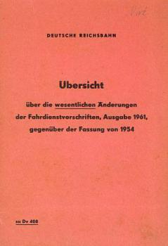 Änderungen Fahrdienstvorschrift 1954 / 1961