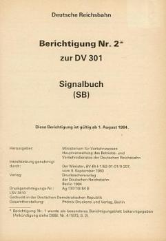 Berichtigung 2 zu DV 301 DR Signalbuch