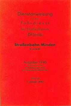 Dienstanweisung Straßenbahn Minden 1942 Nachdruck !