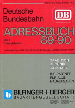 Deutsches Bundesbahn Adressbuch DB 1989 / 1990