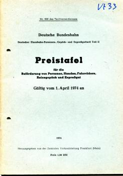 Preistafel DB 1974