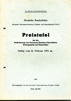 Preistafel DB 1975