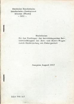 Richtlinien für das festlegen herabhängenden Seitenwandklappen bei Rm- Rmm Wagen DB 1957