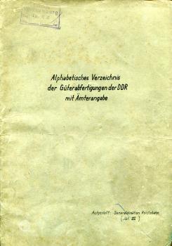 Alphabetisches Verzeichnis der Güterabfertigungen der DDR 1950
