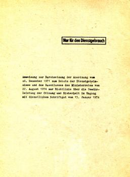 Anweisung zur Durchsetzung der Anordnung zum Schutz der Dienstgeheimnisse1974