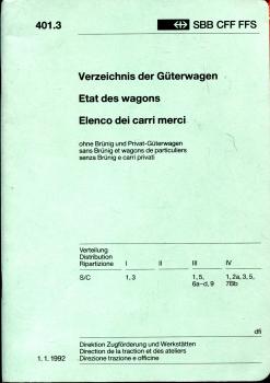 DV 401.3 SBB Verzeichnis der Güterwagen 1992