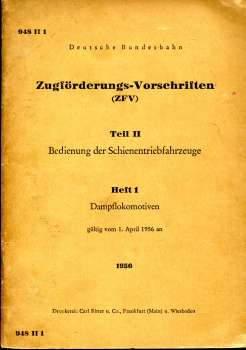 DV 948 II 1 Zugförderungs Vorschriften Dampflokomotiven DB 1956