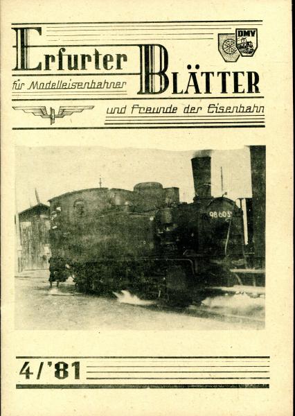 Erfurter Blätter 4 / 1981 80 Jahre Greussen – Ebeleben – Keullaer Eisenbahn