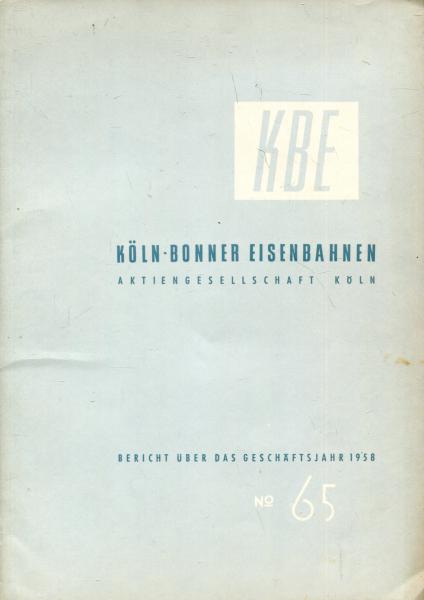 Köln-Bonner Eisenbahn Geschäftsbericht 1958 KBE