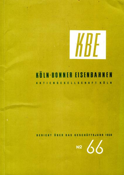 Köln-Bonner Eisenbahn Geschäftsbericht 1959 KBE