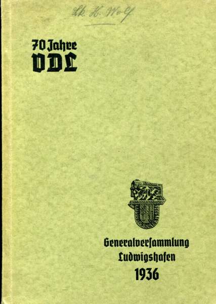 70 Jahre VDL Verein Deutscher Lokomotivführer Ludwigshafen 1936