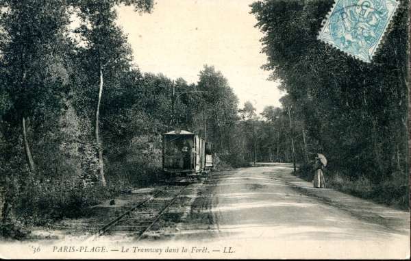 AK Paris Plage Le Tramway dans laForet