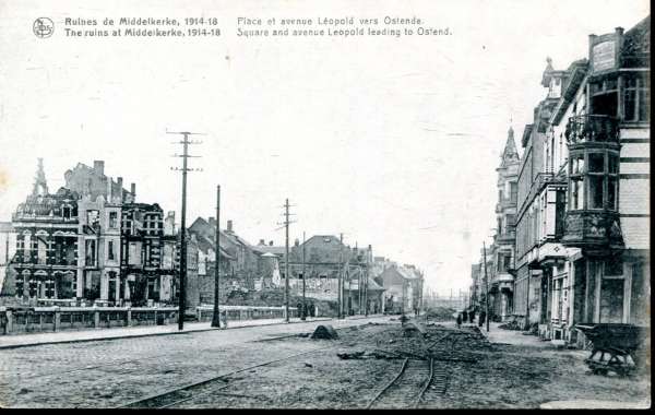 AK Ruins de Middelkerke mit Straßenbahngleisen