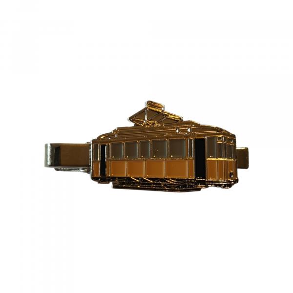 Krawattenklammer Straßenbahn 1950er Jahre hellbraun 4 cm (K22)