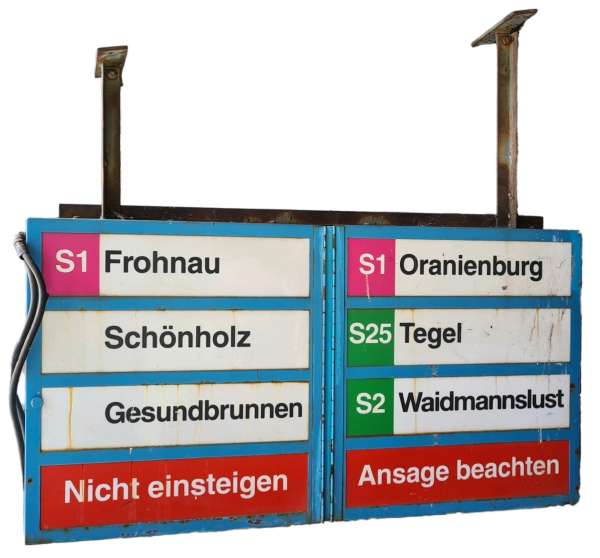 Großer Zielanzeiger vom Bahnhof der Berliner S-Bahn *** KEIN VERSAND *** NUR ABHOLUNG ***