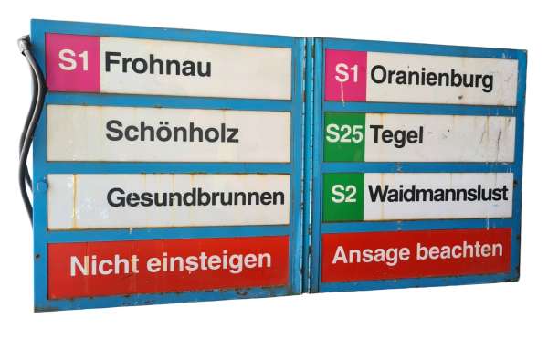 Großer Zielanzeiger vom Bahnhof der Berliner S-Bahn *** KEIN VERSAND *** NUR ABHOLUNG ***