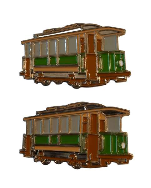 Magnete Straßenbahn 1920er Jahre braun/grün 4 cm – 2 Stück (M21)