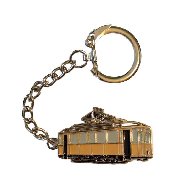 Schlüsselanhänger Straßenbahn 1950er Jahre hellbraun 4 cm (S22)