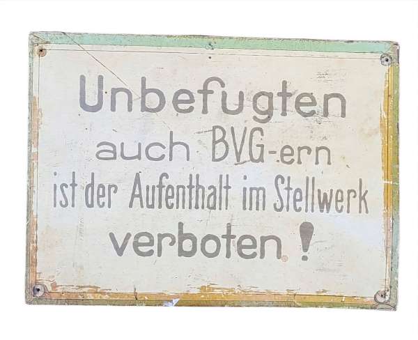 Pappschild Unbefugten ist der Aufenthalt im Stellwerk verboten BVG