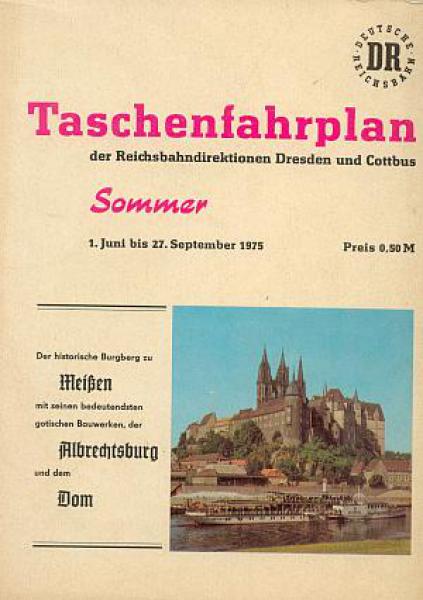 Taschenfahrplan RBD Dresden und Cottbus 1975