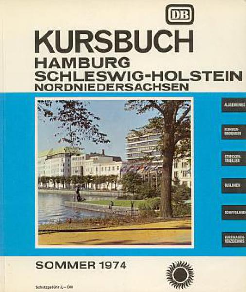 Kursbuch Hamburg Schleswig Holstein Nordniedersachsen 1974