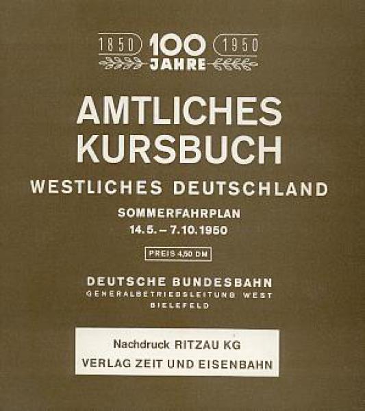 Kursbuch westliches Deutschland 1950 (Reprint )