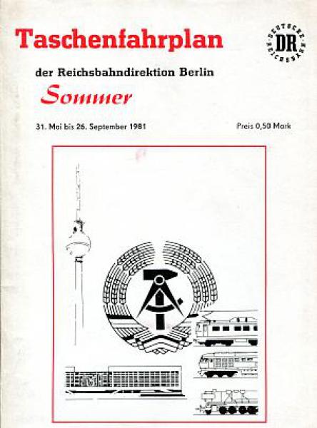 Taschenfahrplan RBD Berlin 1981