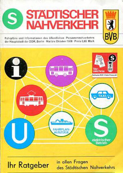 Städtischer Nahverkehr Berlin Taschenfahrplan 1978