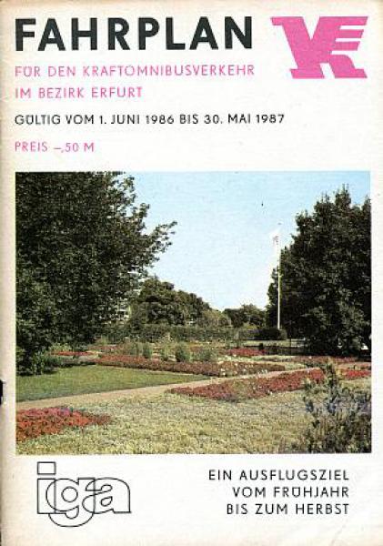 Fahrplan Kraftomnibusverkehr Bezirk Erfurt 1986 / 1987