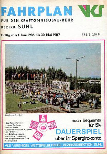 Fahrplan Kraftomnibusverkehr Bezirk Suhl 1986 / 1987