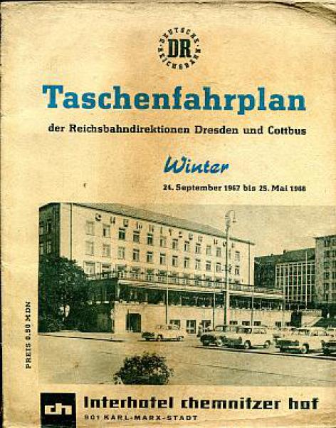 Taschenfahrplan RBD Dresden und Cottbus 1967 / 1968