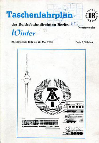 Taschenfahrplan RBD Berlin 1982 / 1983