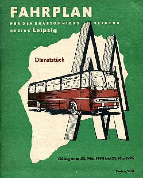 Fahrplan Kraftomnibusverkehr Bezirk Leipzig 1974 / 1975