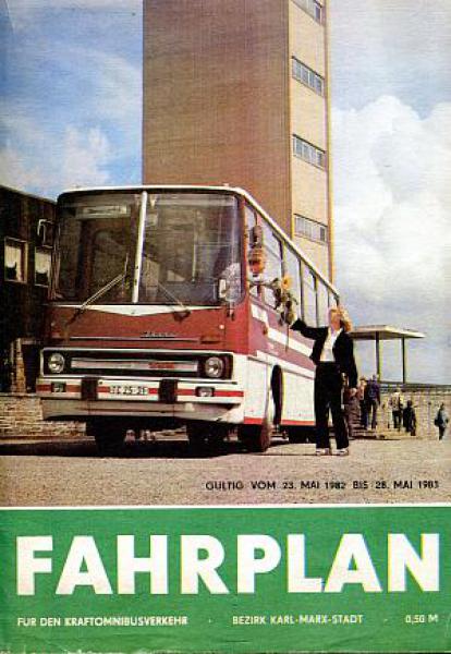 Fahrplan Kraftomnibusverkehr Karl Marx Stadt 1982 / 1983