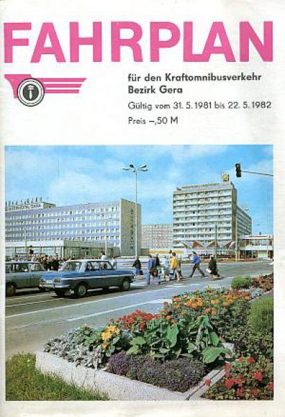 Fahrplan Kraftomnibusverkehr Gera 1981 / 1982