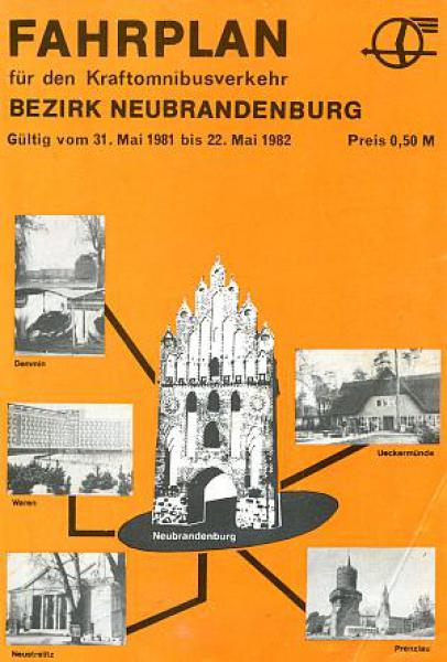 Fahrplan Kraftomnibusverkehr Neubrandenburg 1981 / 1982
