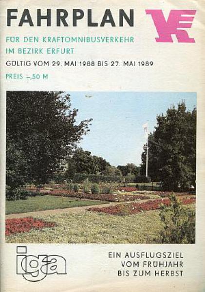 Fahrplan Kraftomibusverkehr Bezirk Erfurt 1988 / 1989