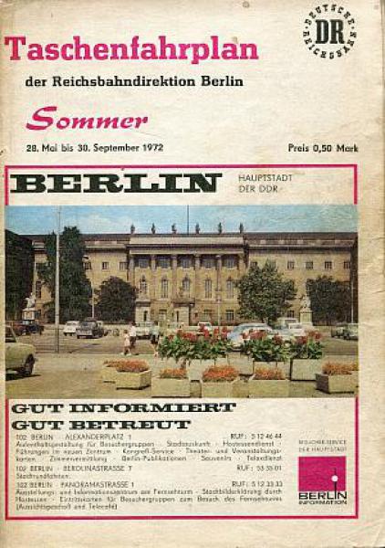 Taschenfahrplan RBD Berlin 1972