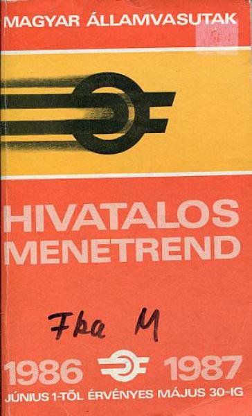 Kursbuch Ungarn 1986 / 1987 MAV