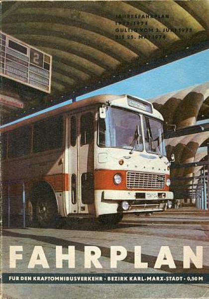 Fahrplan Kraftomnibusverkehr Bezirk Karl Marx Stadt 1973 / 1974