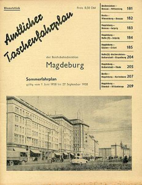 Taschenfahrplan RBD Magdeburg 1958