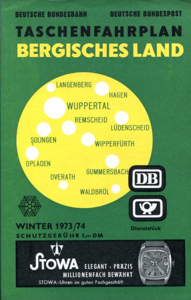 Taschenfahrplan Bergisches Land 1973 / 1974