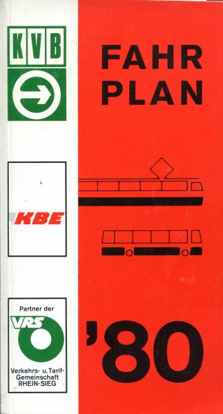 Fahrplan KVB KBE Köln 1980