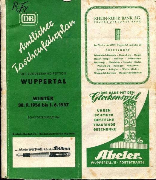 Eisenbahn Sammlershop Taschenfahrplan Bd Wuppertal 1956 1957