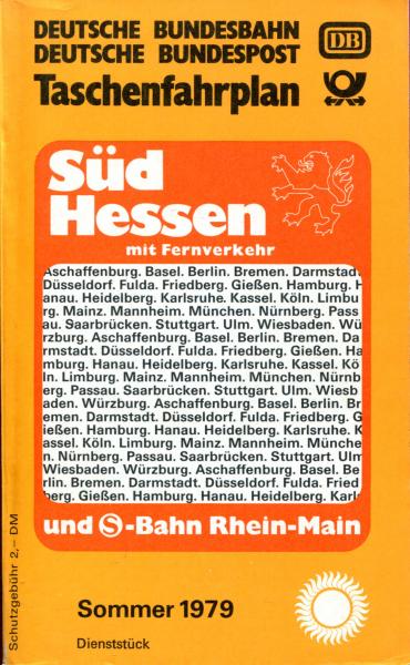 Taschenfahrplan DB Südhessen 1979 Sommer