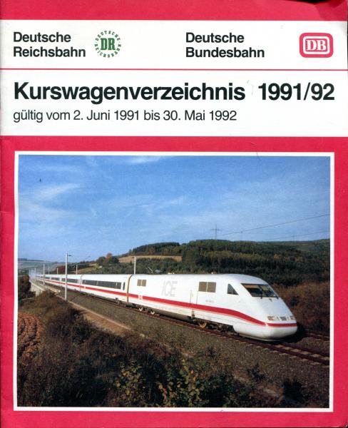 Kurswagenverzeichnis DB 1991 / 1992