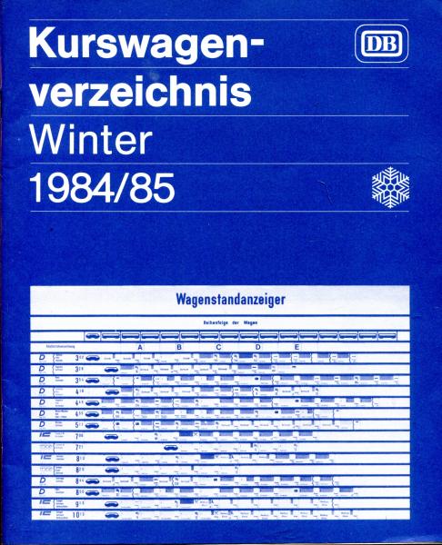 Kurswagenverzeichnis DB 1984 / 1985